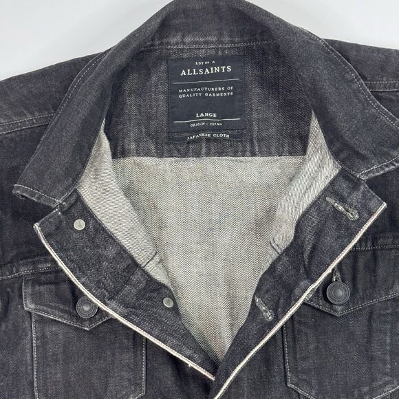 ALLSAINTS Lot No. A Selvedge Japanese Denim Jacket Black Mens Size L Sleeveless - Picture 3 of 10